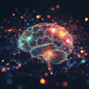 Digital rendering of how CBD works in the brain by activating cannabinoid receptor sites.