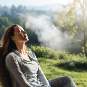 Relaxed woman taking CBD