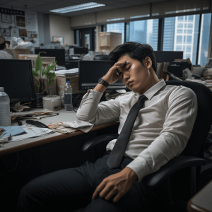 Burned Out Man in Office