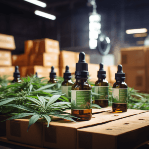 CBD oil on shipping boxes