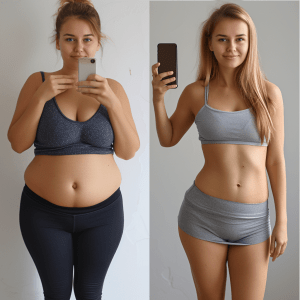Woman Weight Loss Before After