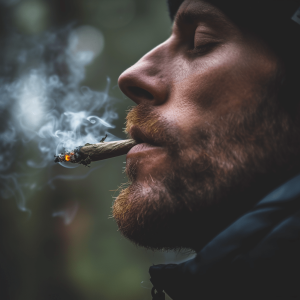 Man Smoking Medical Cannabis