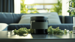 Jar of Medical Cannabis on Table
