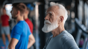 Old man in gym