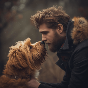 Man kissing his dog