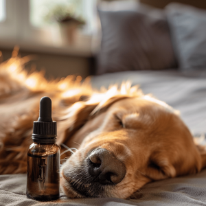 Dog sleeping with CBD oil