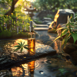 CBD oil in zen garden