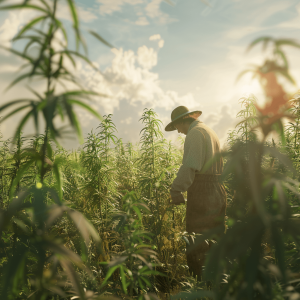 Tall hemp plants in farm