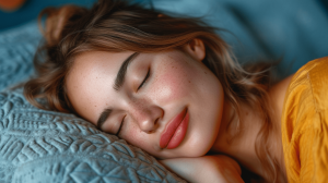 Happy woman asleep