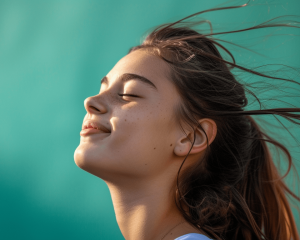 Woman relaxed from CBD