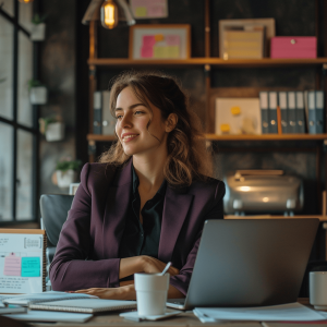 Focussed woman working