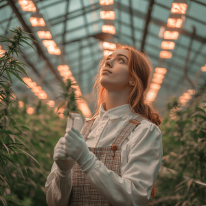 Woman cultivating industrial hemp in Australia