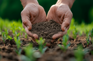 Hands feeling soil