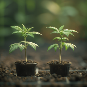 Baby hemp plants growing